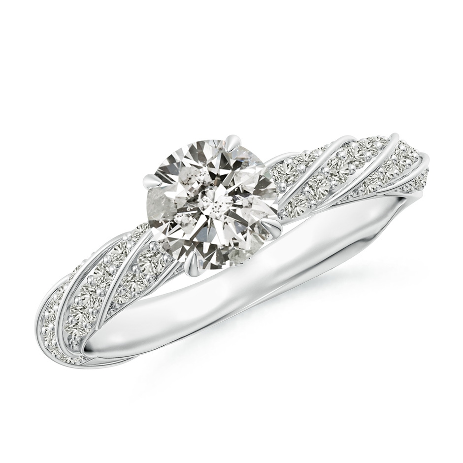 5.9mm KI3 Round Diamond Twisted Rope Shank Engagement Ring in White Gold 