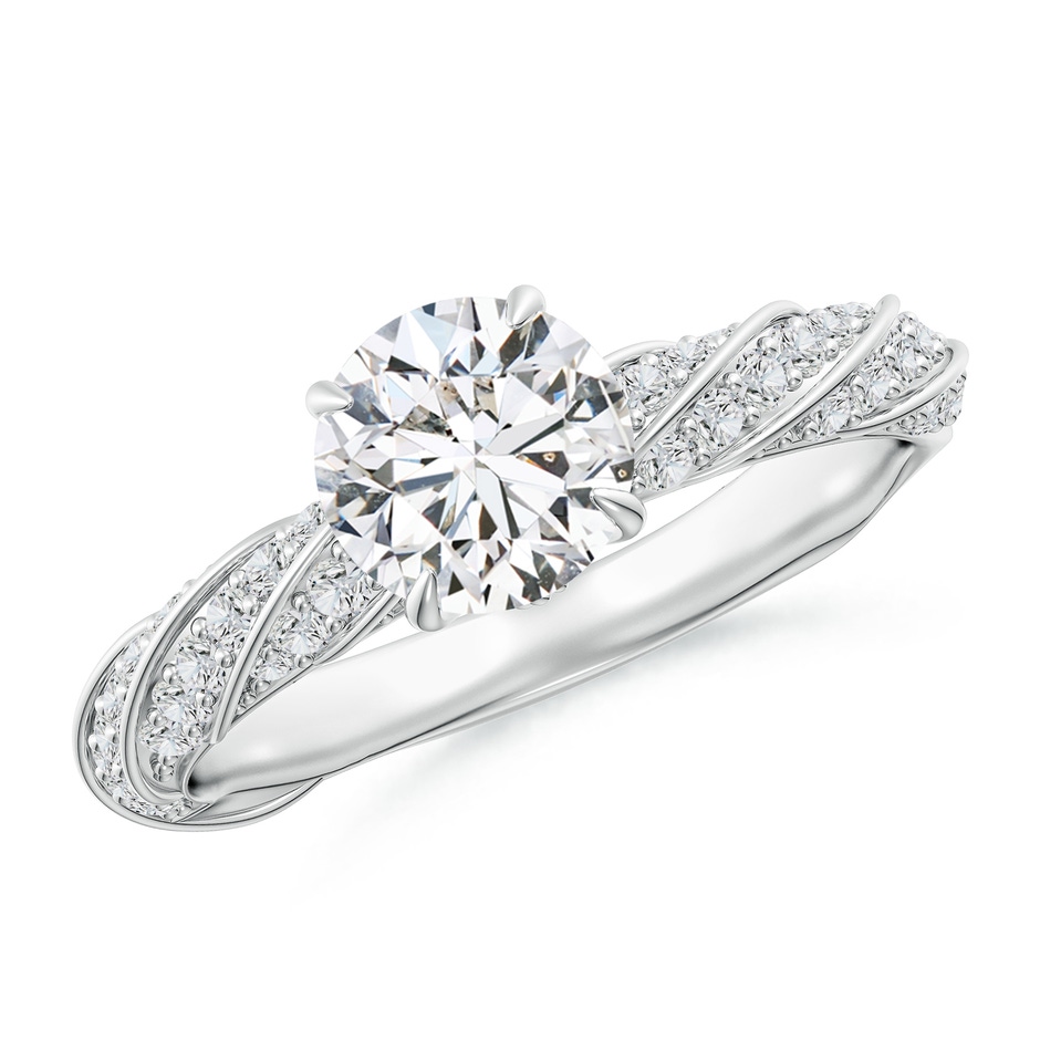6.4mm HSI2 Round Diamond Twisted Rope Shank Engagement Ring in White Gold 