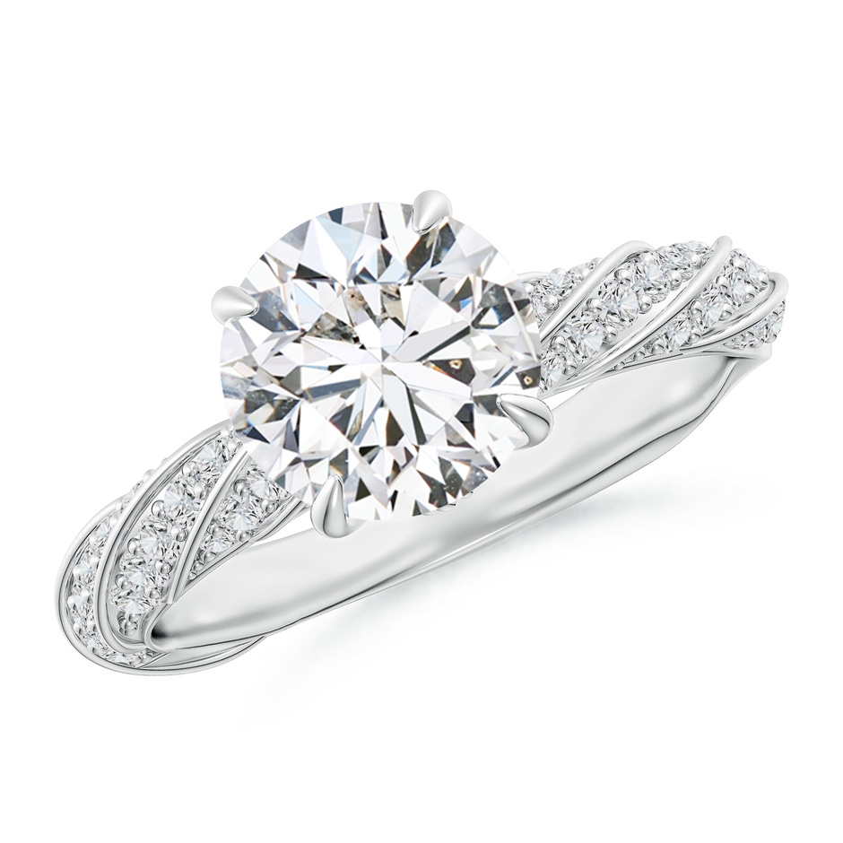 8mm HSI2 Round Diamond Twisted Rope Shank Engagement Ring in White Gold 
