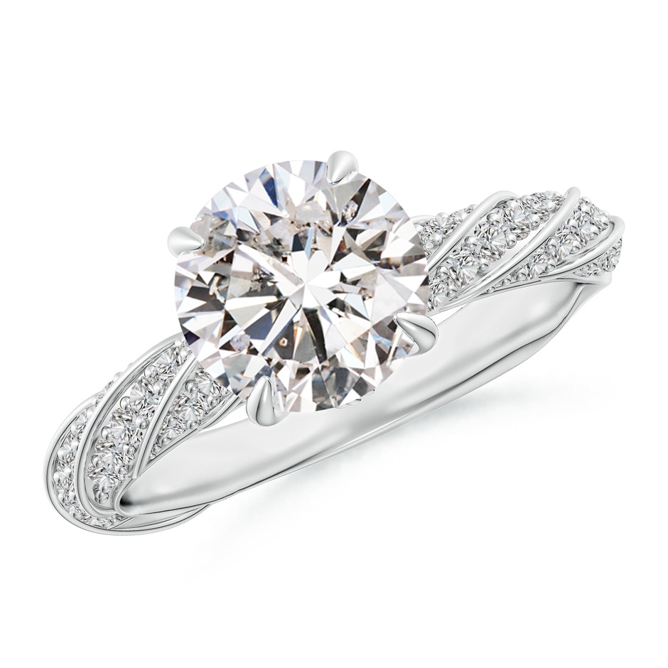 8mm IJI1I2 Round Diamond Twisted Rope Shank Engagement Ring in White Gold 