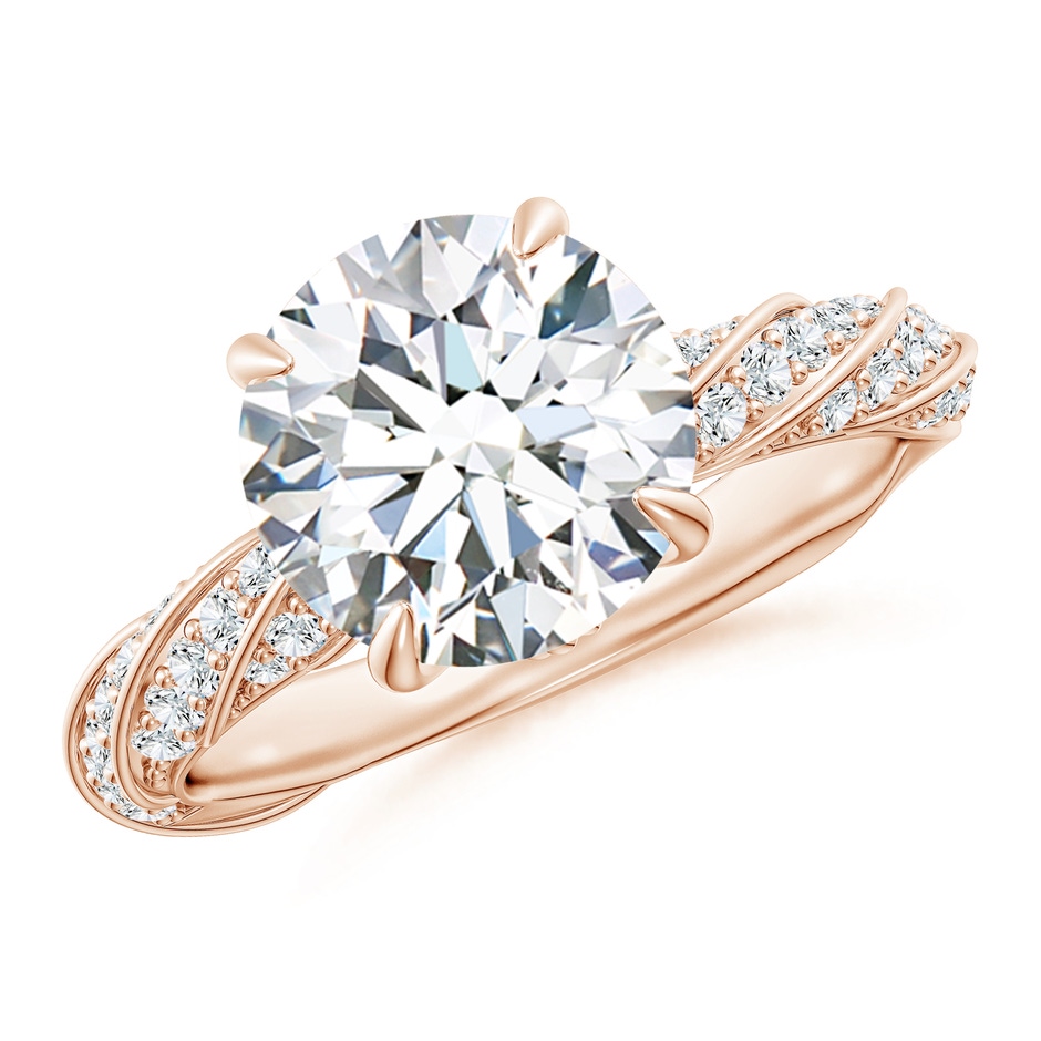 9.2mm GVS2 Round Diamond Twisted Rope Shank Engagement Ring in Rose Gold 