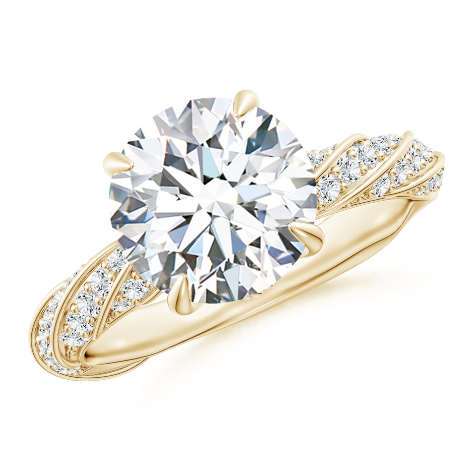 9.2mm GVS2 Round Diamond Twisted Rope Shank Engagement Ring in Yellow Gold 