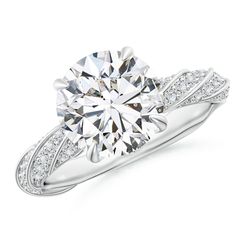 9.2mm HSI2 Round Diamond Twisted Rope Shank Engagement Ring in P950 Platinum 