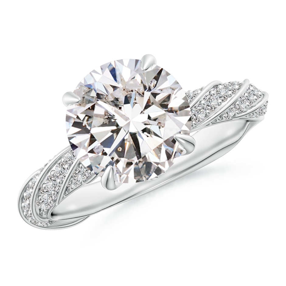9.2mm IJI1I2 Round Diamond Twisted Rope Shank Engagement Ring in White Gold 