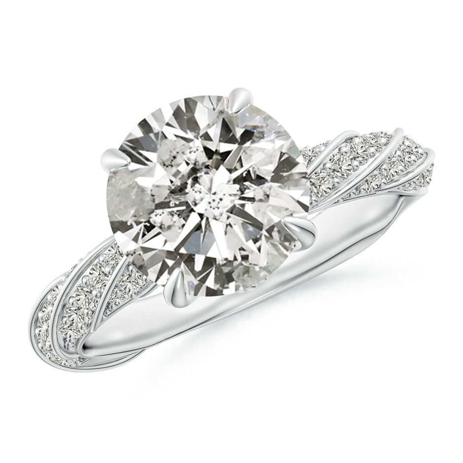 9.2mm KI3 Round Diamond Twisted Rope Shank Engagement Ring in P950 Platinum 