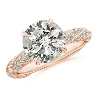 9.2mm KI3 Round Diamond Twisted Rope Shank Engagement Ring in Rose Gold