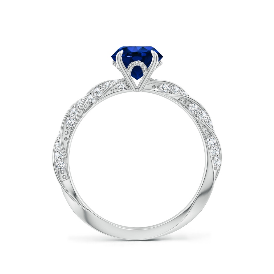 6.5mm Lab-Grown Round Blue Sapphire Twisted Rope Shank Engagement Ring in 18K White Gold side 199