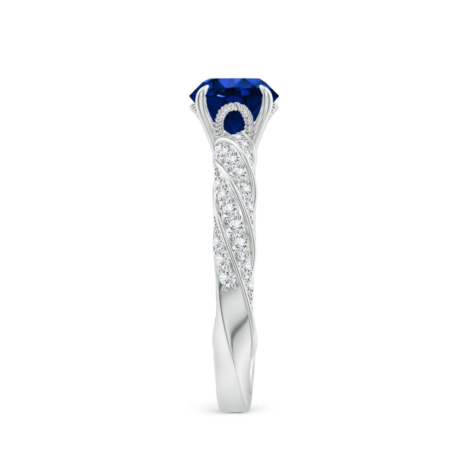 6.5mm Lab-Grown Round Blue Sapphire Twisted Rope Shank Engagement Ring in 18K White Gold side 299