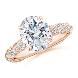 10x8mm GVS2 Oval Diamond Twisted Rope Shank Engagement Ring in 18K Rose Gold