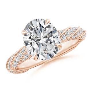 10x8mm HSI2 Oval Diamond Twisted Rope Shank Engagement Ring in Rose Gold