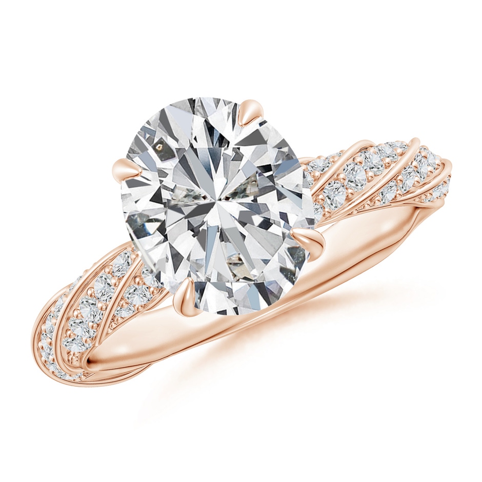10x8mm HSI2 Oval Diamond Twisted Rope Shank Engagement Ring in Rose Gold 