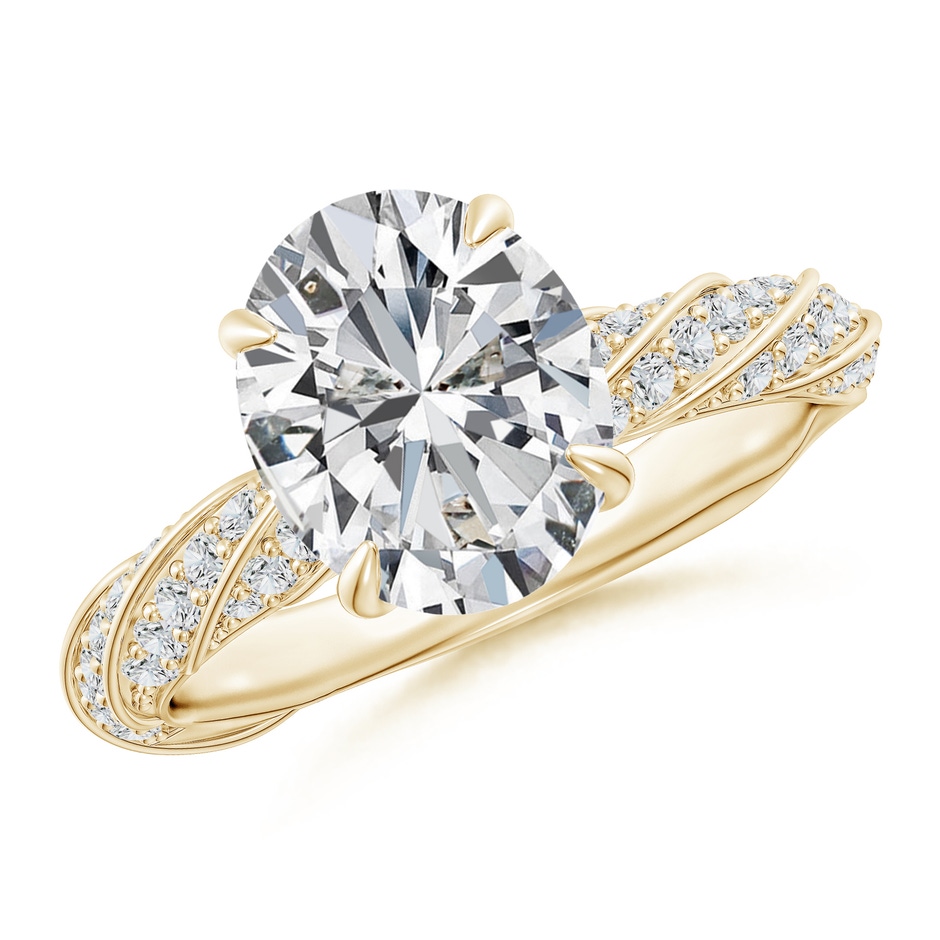 10x8mm HSI2 Oval Diamond Twisted Rope Shank Engagement Ring in Yellow Gold 