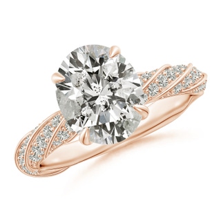 10x8mm KI3 Oval Diamond Twisted Rope Shank Engagement Ring in Rose Gold