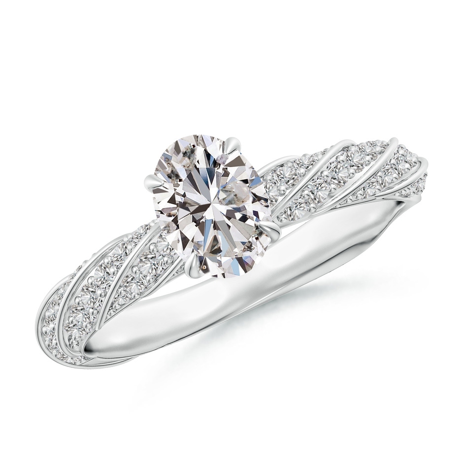 7x5mm IJI1I2 Oval Diamond Twisted Rope Shank Engagement Ring in White Gold 