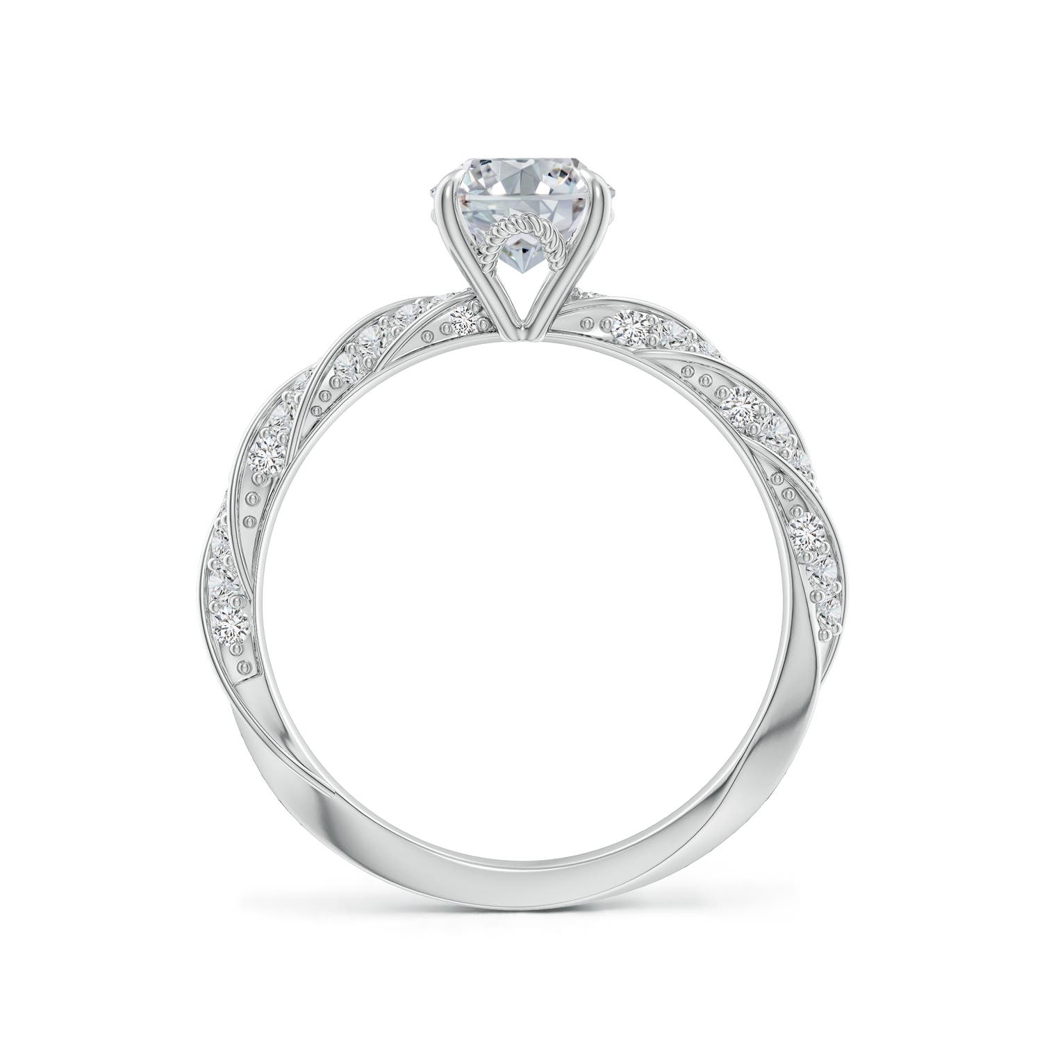 8x6mm HSI2 Oval Diamond Twisted Rope Shank Engagement Ring in 18K White Gold