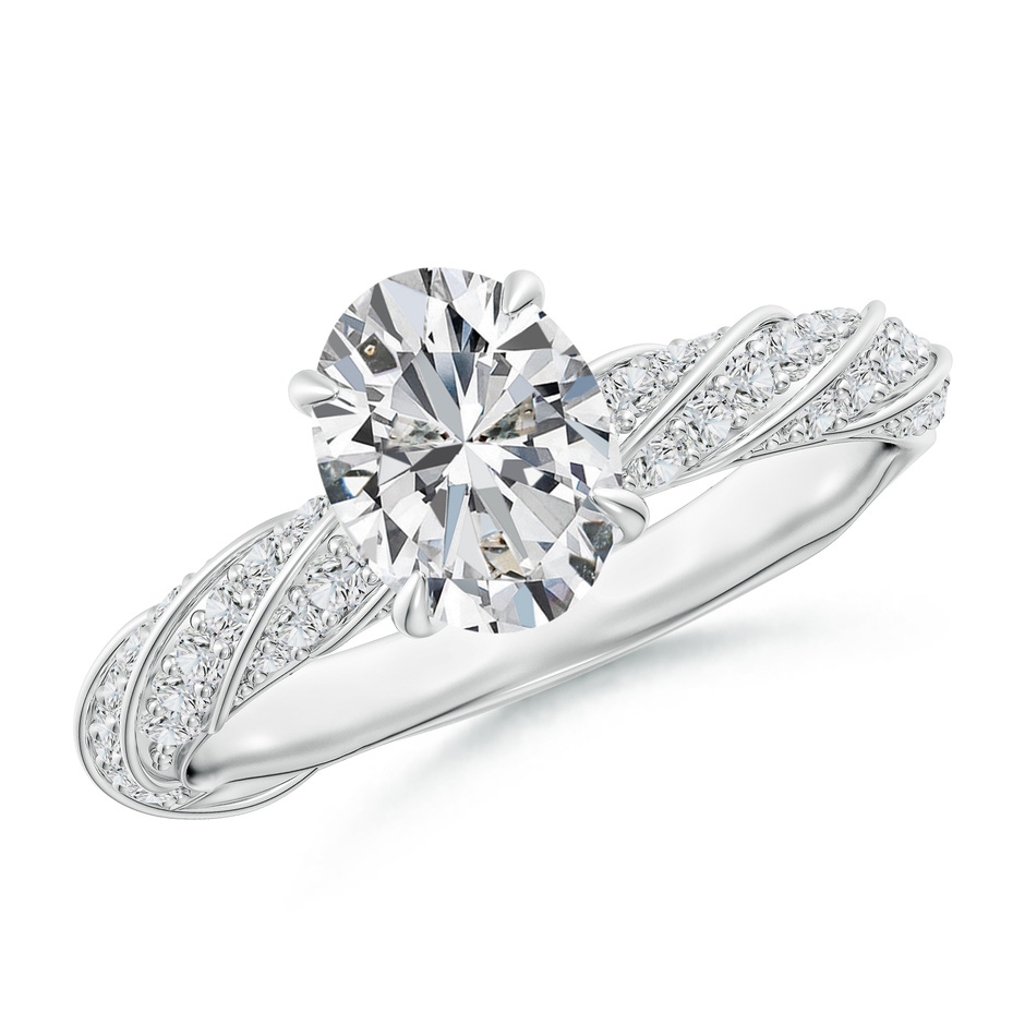 8x6mm HSI2 Oval Diamond Twisted Rope Shank Engagement Ring in White Gold 