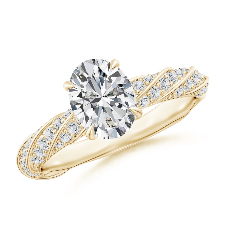8x6mm HSI2 Oval Diamond Twisted Rope Shank Engagement Ring in Yellow Gold 