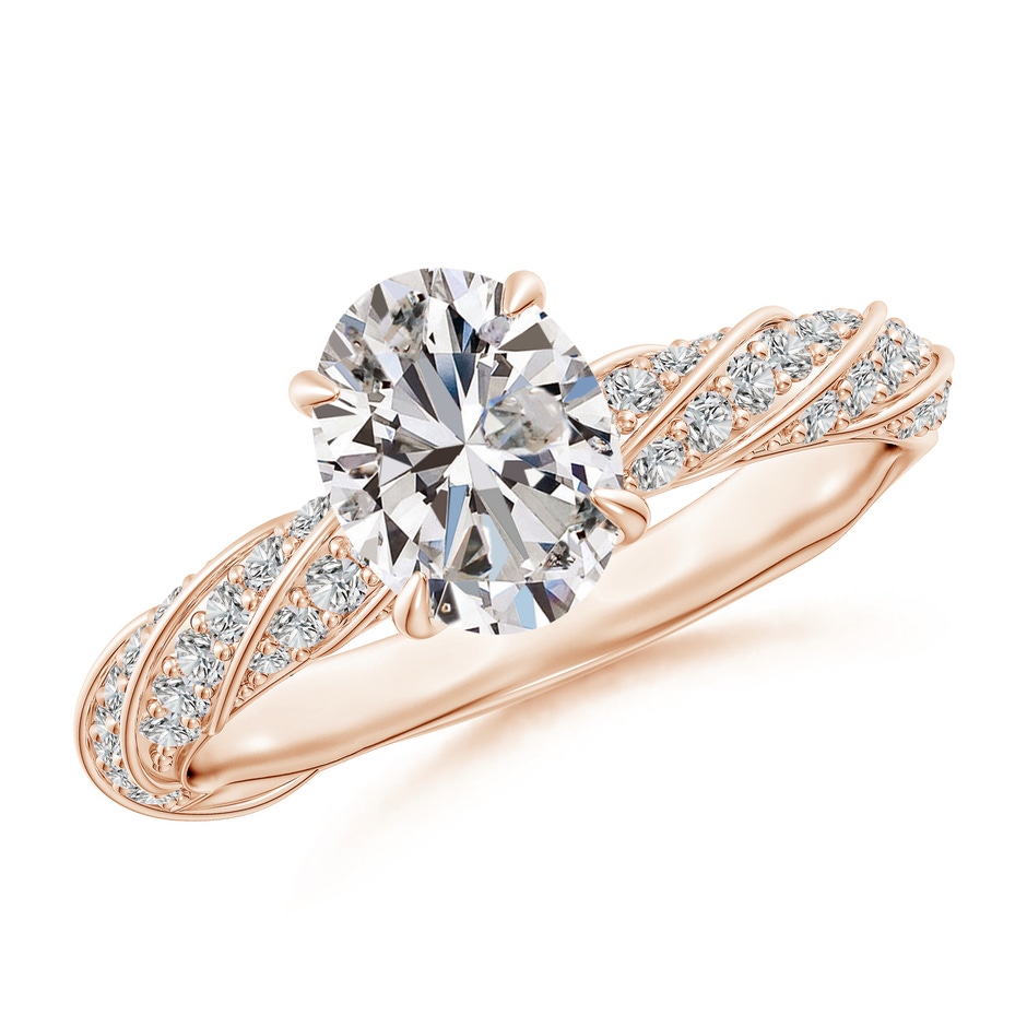 8x6mm IJI1I2 Oval Diamond Twisted Rope Shank Engagement Ring in Rose Gold 