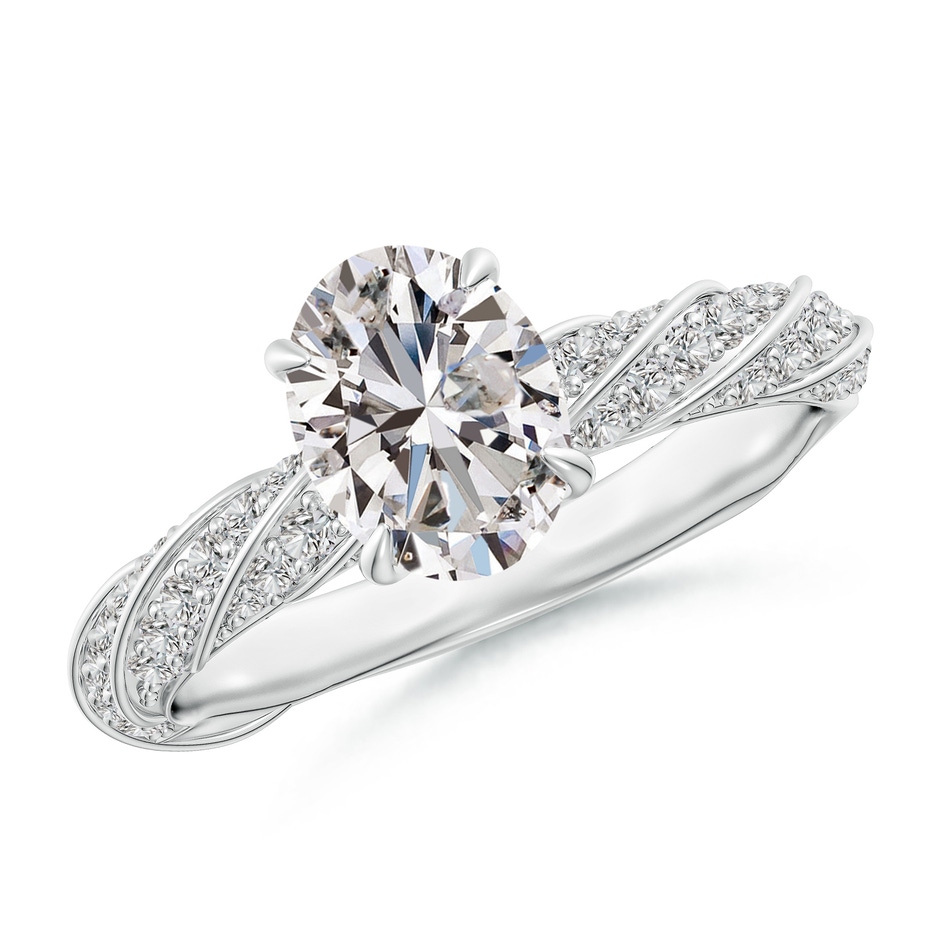 8x6mm IJI1I2 Oval Diamond Twisted Rope Shank Engagement Ring in White Gold 