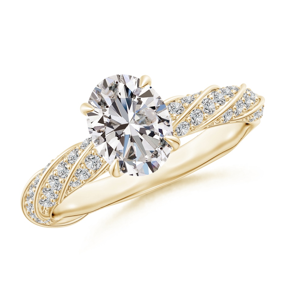 8x6mm IJI1I2 Oval Diamond Twisted Rope Shank Engagement Ring in Yellow Gold 