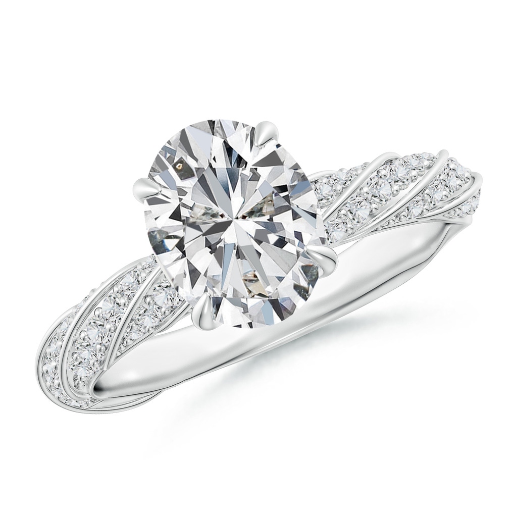 9x7mm HSI2 Oval Diamond Twisted Rope Shank Engagement Ring in White Gold