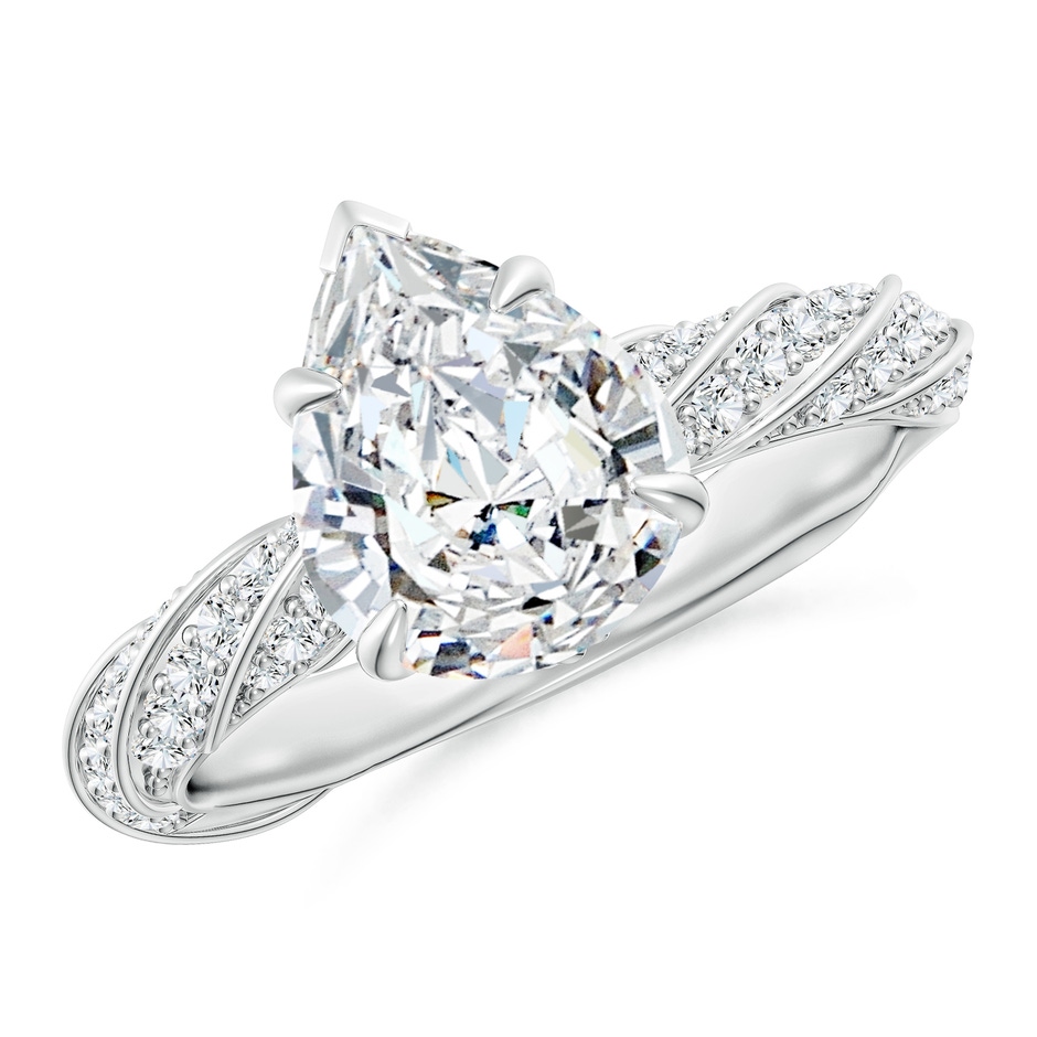 10x8mm GVS2 Pear Diamond Twisted Rope Shank Engagement Ring in P950 Platinum 