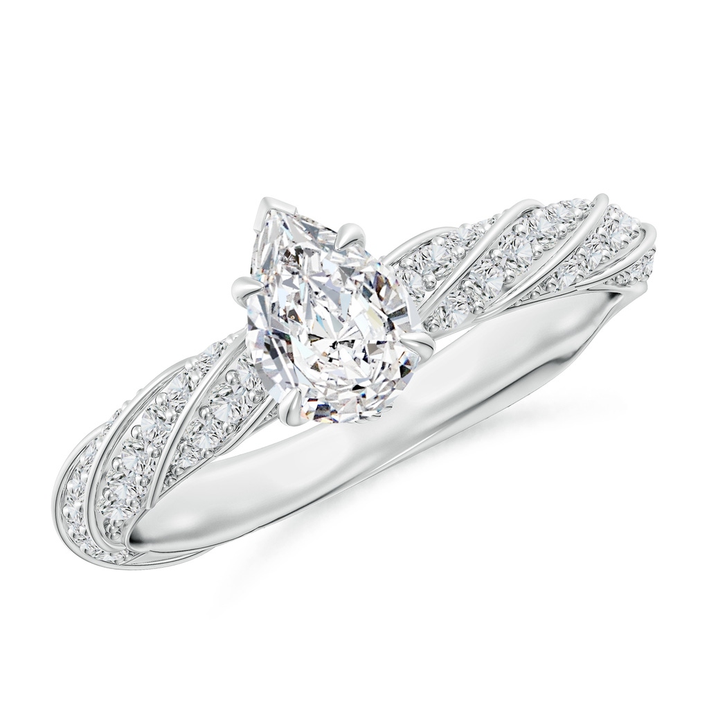 7x5mm HSI2 Pear Diamond Twisted Rope Shank Engagement Ring in White Gold