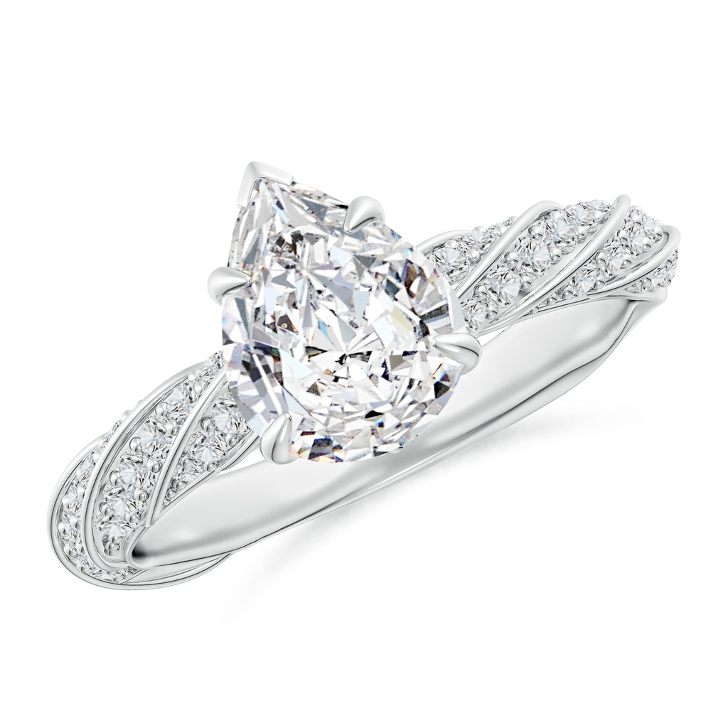 9x5.5mm HSI2 Pear Diamond Twisted Rope Shank Engagement Ring in White Gold