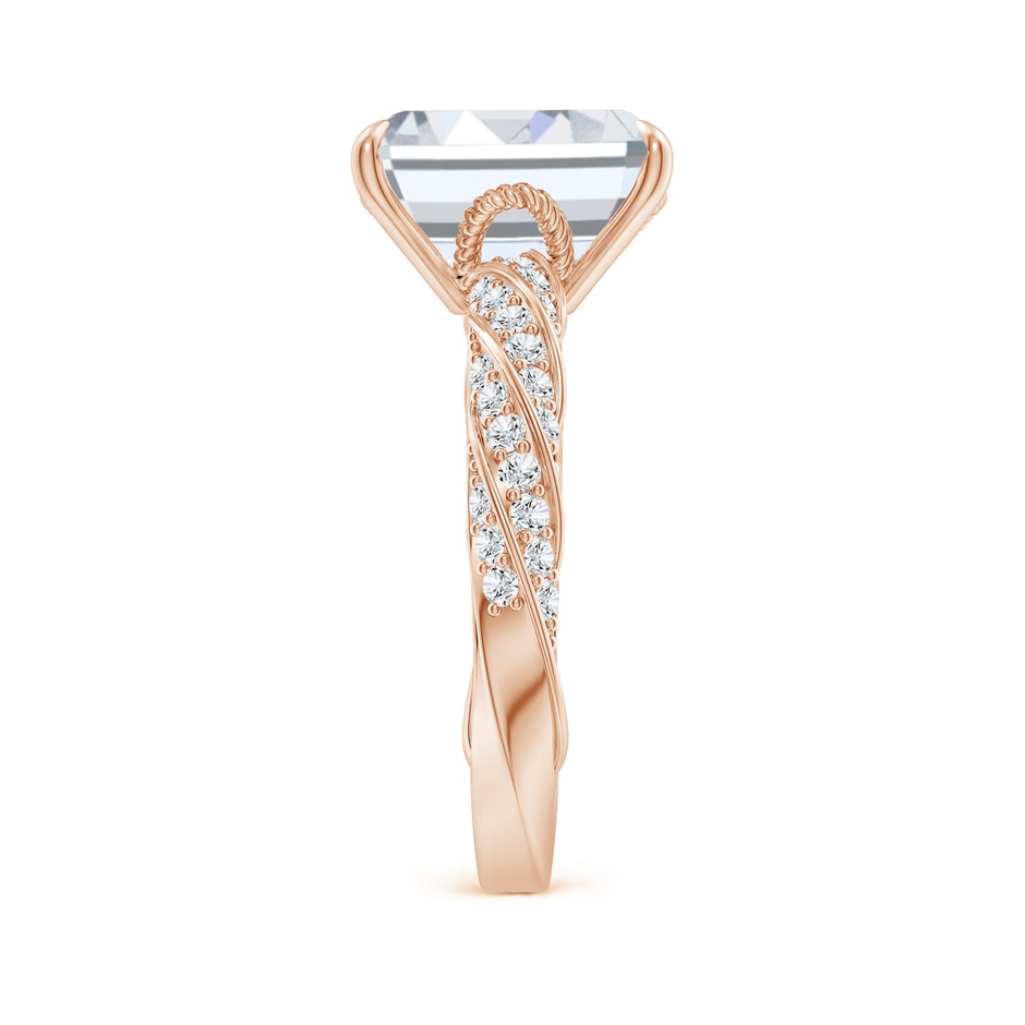 10x7mm GVS2 Emerald-Cut Diamond Twisted Rope Shank Engagement Ring in Rose Gold side 299