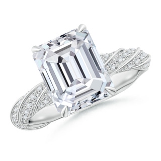 10x7mm HSI2 Emerald-Cut Diamond Twisted Rope Shank Engagement Ring in P950 Platinum