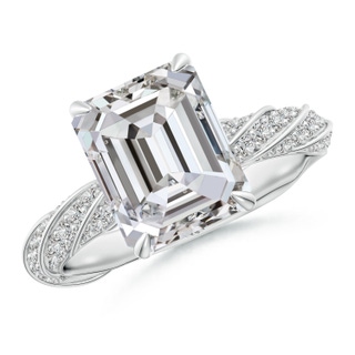 10x7mm IJI1I2 Emerald-Cut Diamond Twisted Rope Shank Engagement Ring in P950 Platinum