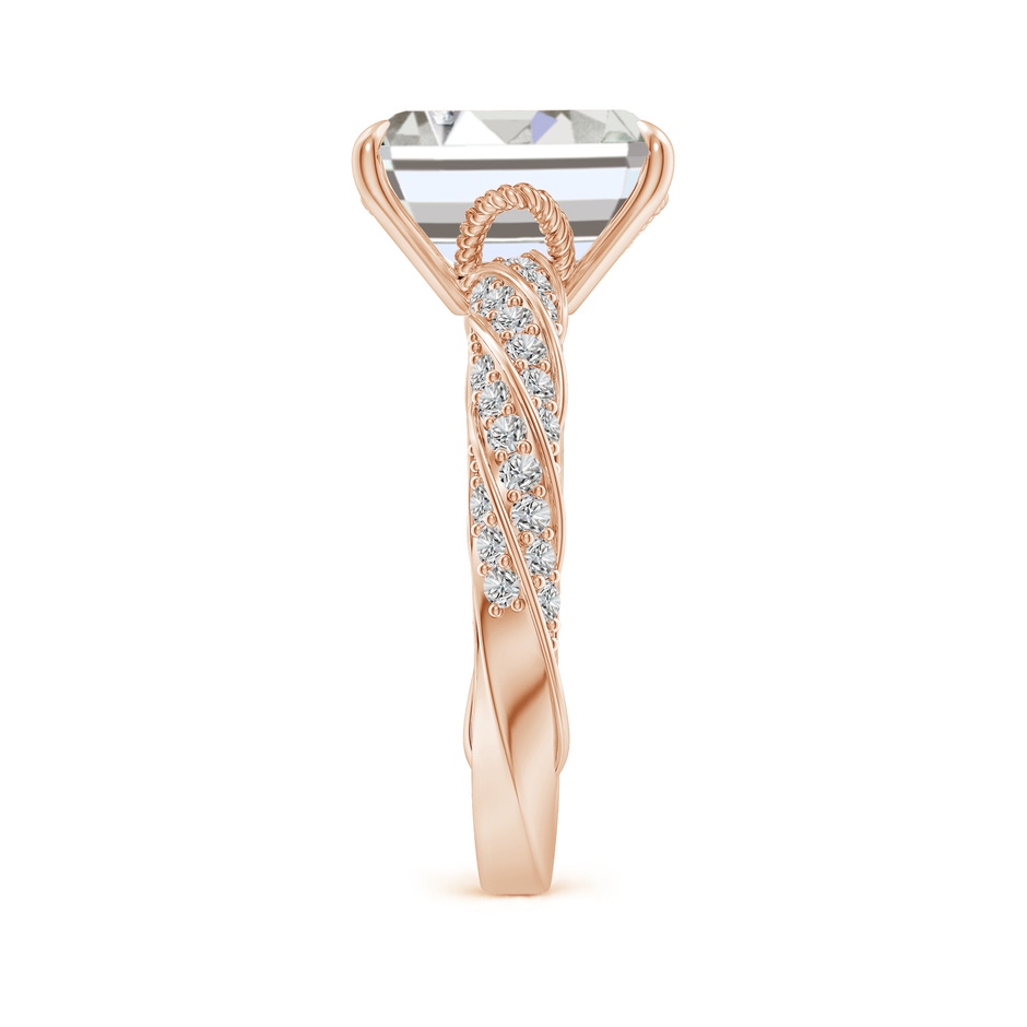 10x7mm IJI1I2 Emerald-Cut Diamond Twisted Rope Shank Engagement Ring in Rose Gold side 299