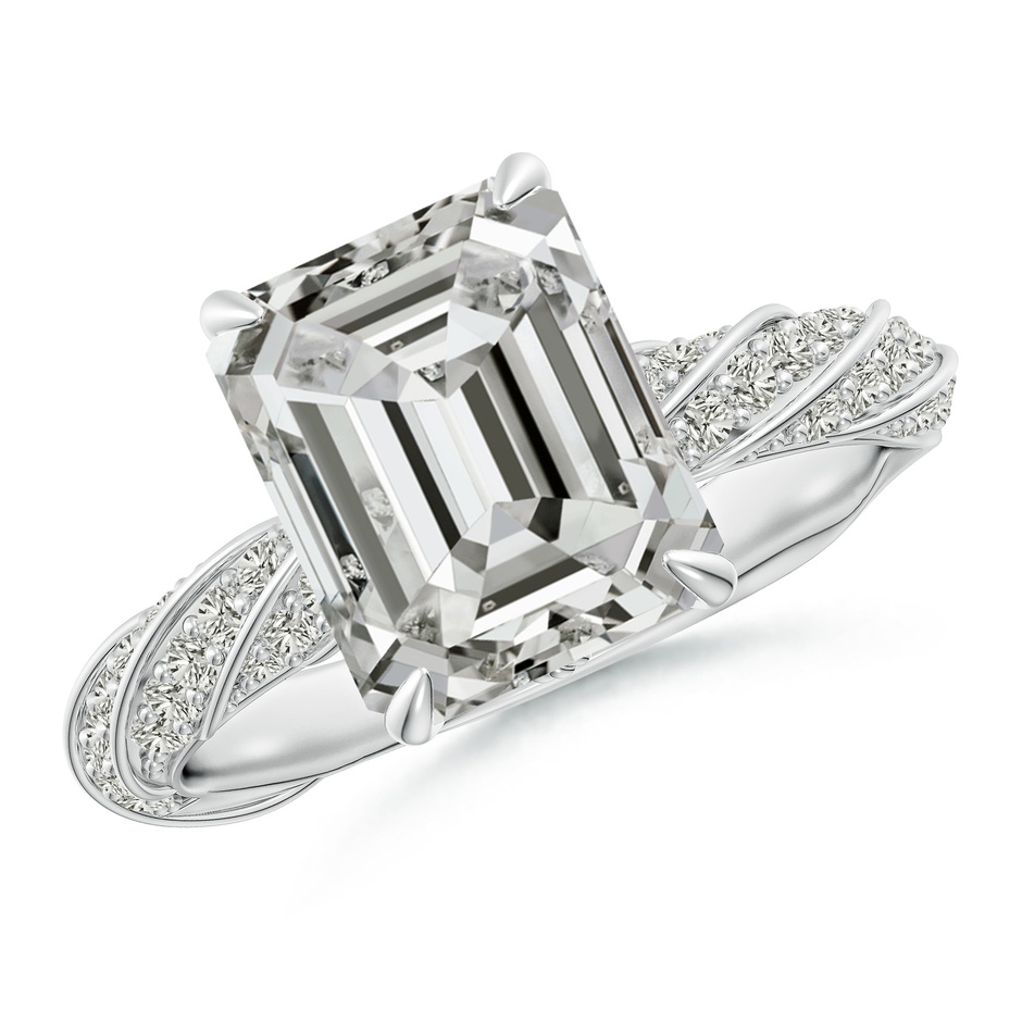 10x7mm KI3 Emerald-Cut Diamond Twisted Rope Shank Engagement Ring in P950 Platinum 
