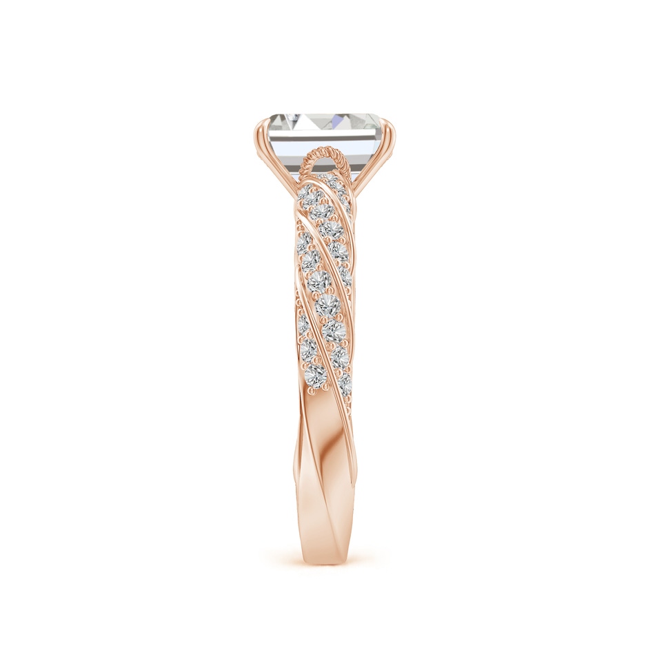 7x5mm IJI1I2 Emerald-Cut Diamond Twisted Rope Shank Engagement Ring in Rose Gold side 299