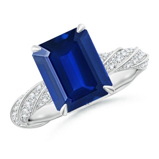 Emerald Cut Lab-Grown Lab Grown Blue Sapphire