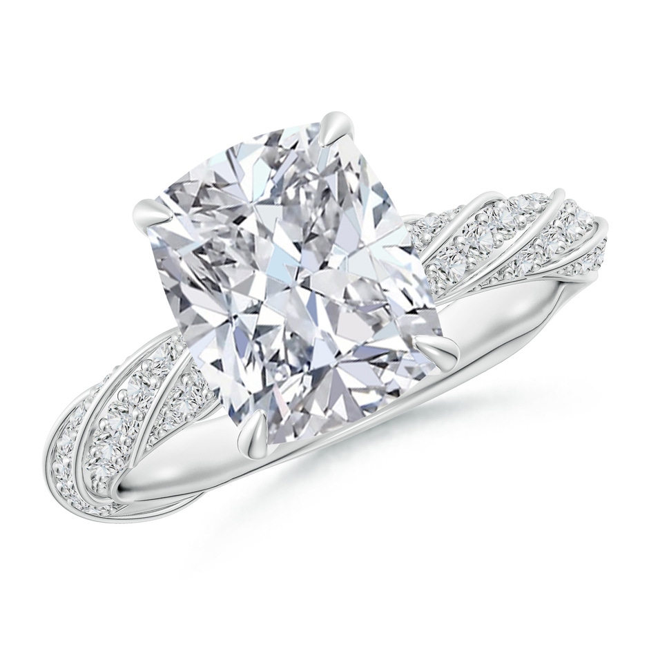 10x7.5mm HSI2 Cushion Rectangular Diamond Twisted Rope Shank Engagement Ring in 10K White Gold 