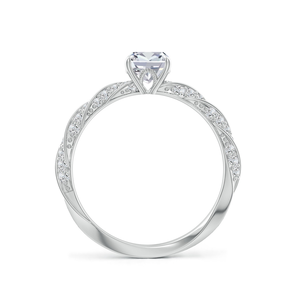 7x5mm HSI2 Cushion Rectangular Diamond Twisted Rope Shank Engagement Ring in White Gold - side 199