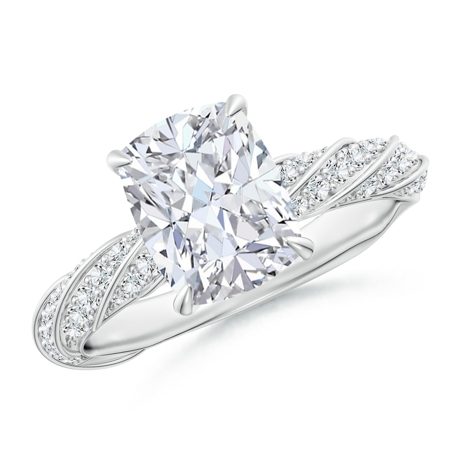 8.5x6.5mm GVS2 Cushion Rectangular Diamond Twisted Rope Shank Engagement Ring in P950 Platinum 