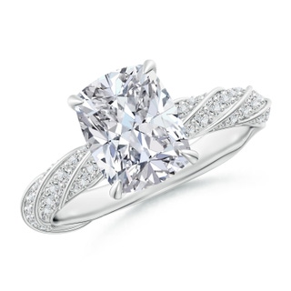8.5x6.5mm HSI2 Cushion Rectangular Diamond Twisted Rope Shank Engagement Ring in P950 Platinum