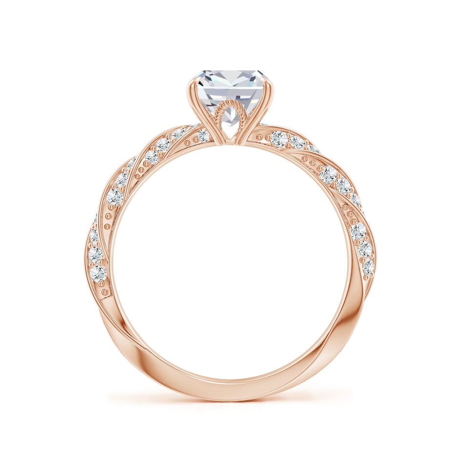 8x6mm GVS2 Cushion Rectangular Diamond Twisted Rope Shank Engagement Ring in 18K Rose Gold side 199