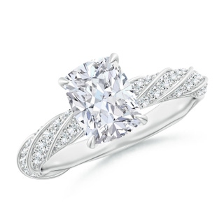 8x6mm GVS2 Cushion Rectangular Diamond Twisted Rope Shank Engagement Ring in P950 Platinum