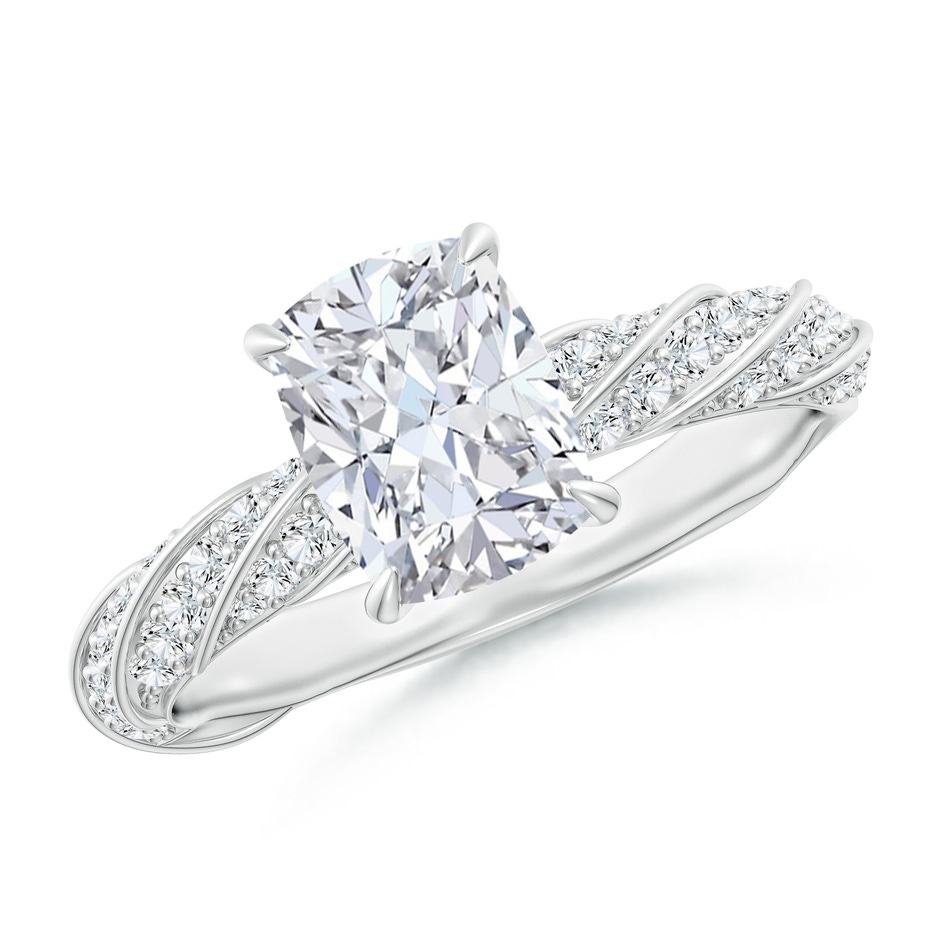 8x6mm GVS2 Cushion Rectangular Diamond Twisted Rope Shank Engagement Ring in P950 Platinum 
