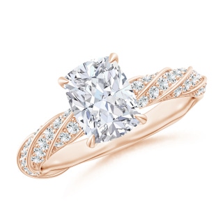 8x6mm GVS2 Cushion Rectangular Diamond Twisted Rope Shank Engagement Ring in Rose Gold