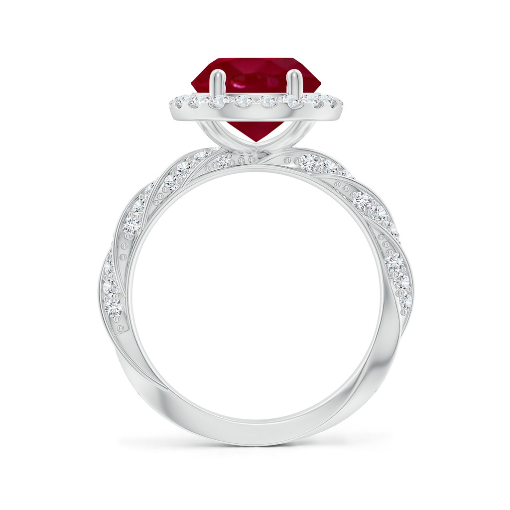 9mm AA Round Ruby Halo Twisted Rope Shank Engagement Ring in White Gold Side 199