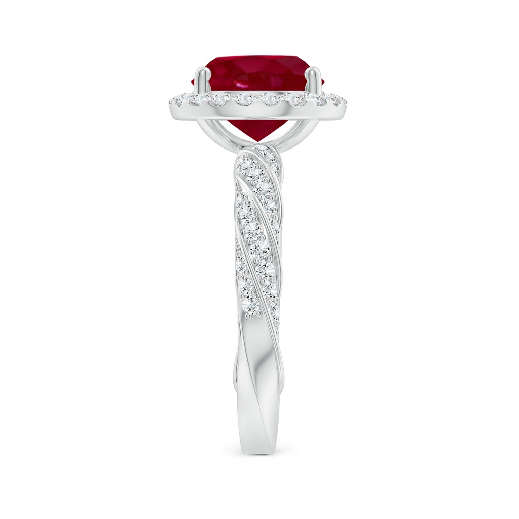 9mm AA Round Ruby Halo Twisted Rope Shank Engagement Ring in White Gold Side 299