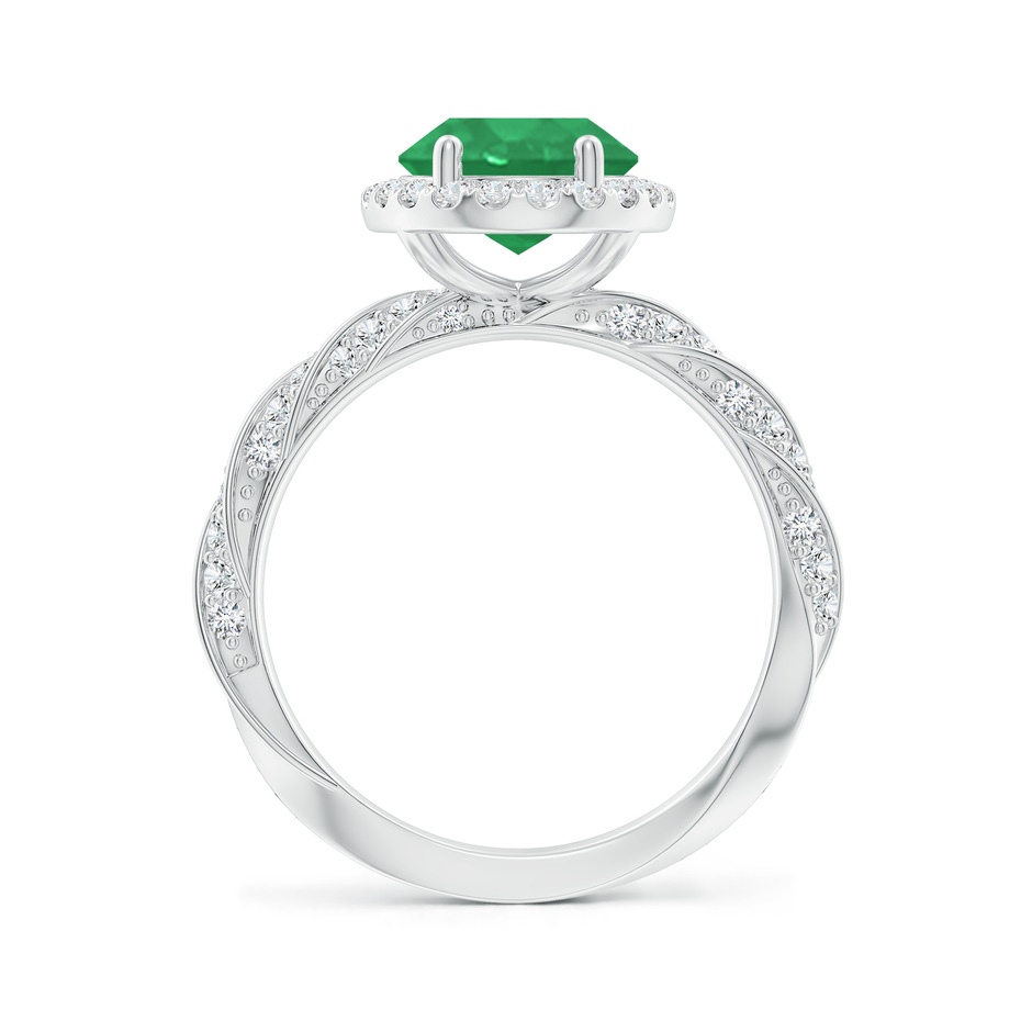 10x8mm A Oval Emerald Halo Twisted Rope Shank Engagement Ring in White Gold side 199
