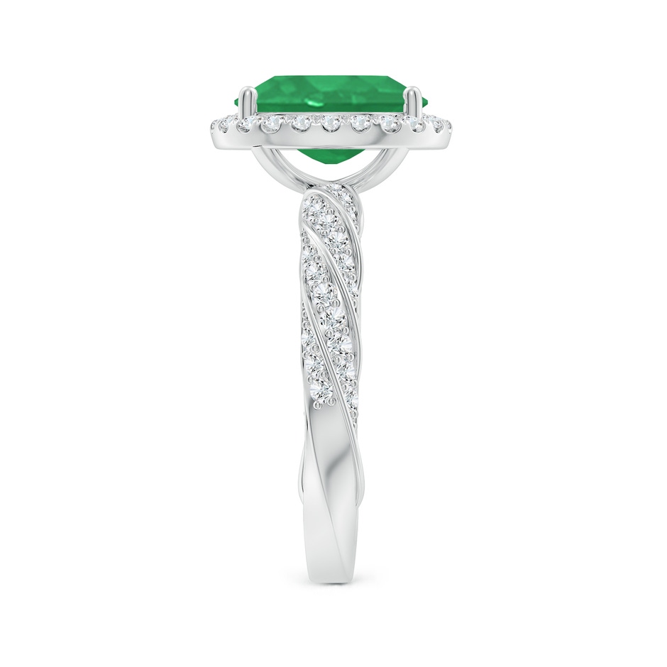 10x8mm A Oval Emerald Halo Twisted Rope Shank Engagement Ring in White Gold side 299