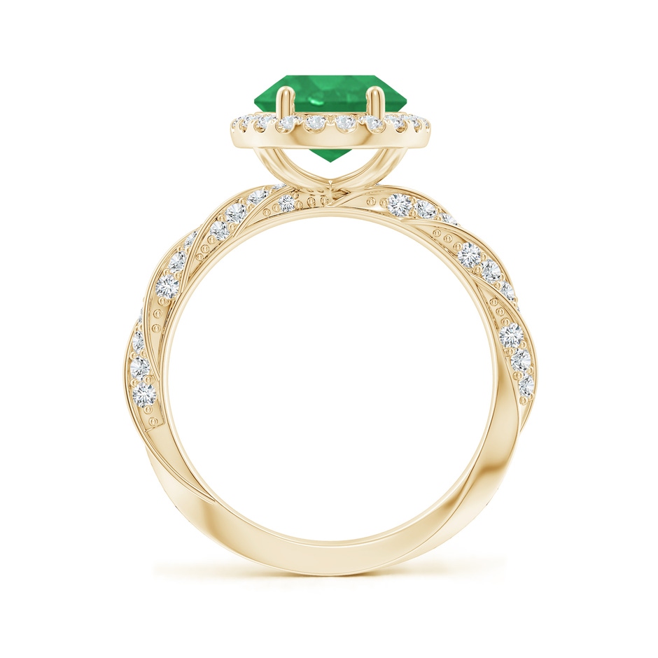10x8mm A Oval Emerald Halo Twisted Rope Shank Engagement Ring in Yellow Gold side 199