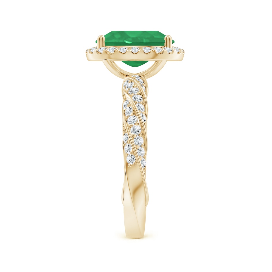 10x8mm A Oval Emerald Halo Twisted Rope Shank Engagement Ring in Yellow Gold side 299
