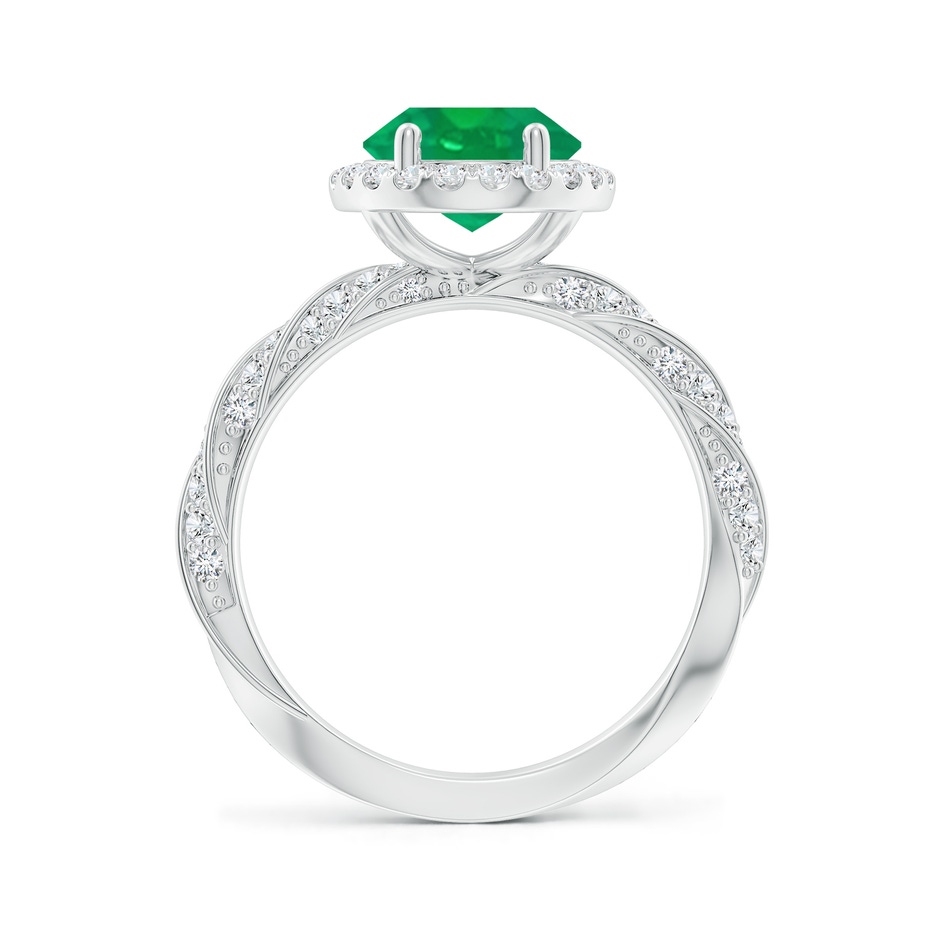 10x8mm AA Oval Emerald Halo Twisted Rope Shank Engagement Ring in P950 Platinum side 199